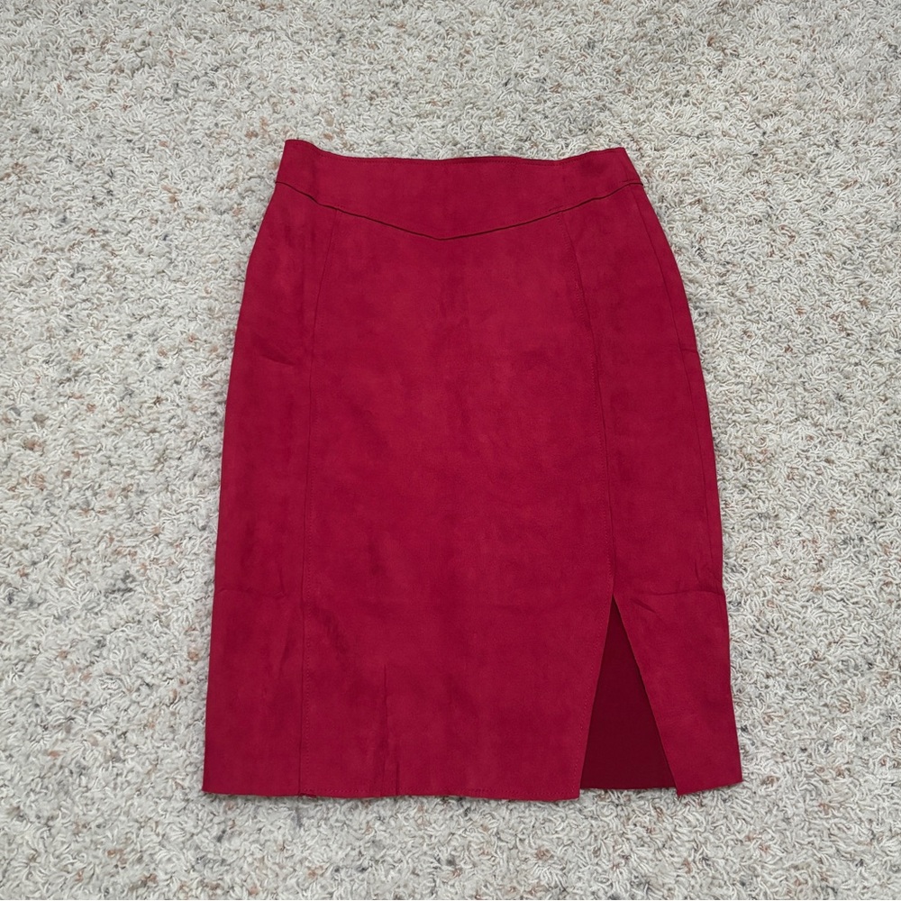 Suede Red Pencil Midi Skirt Size Small